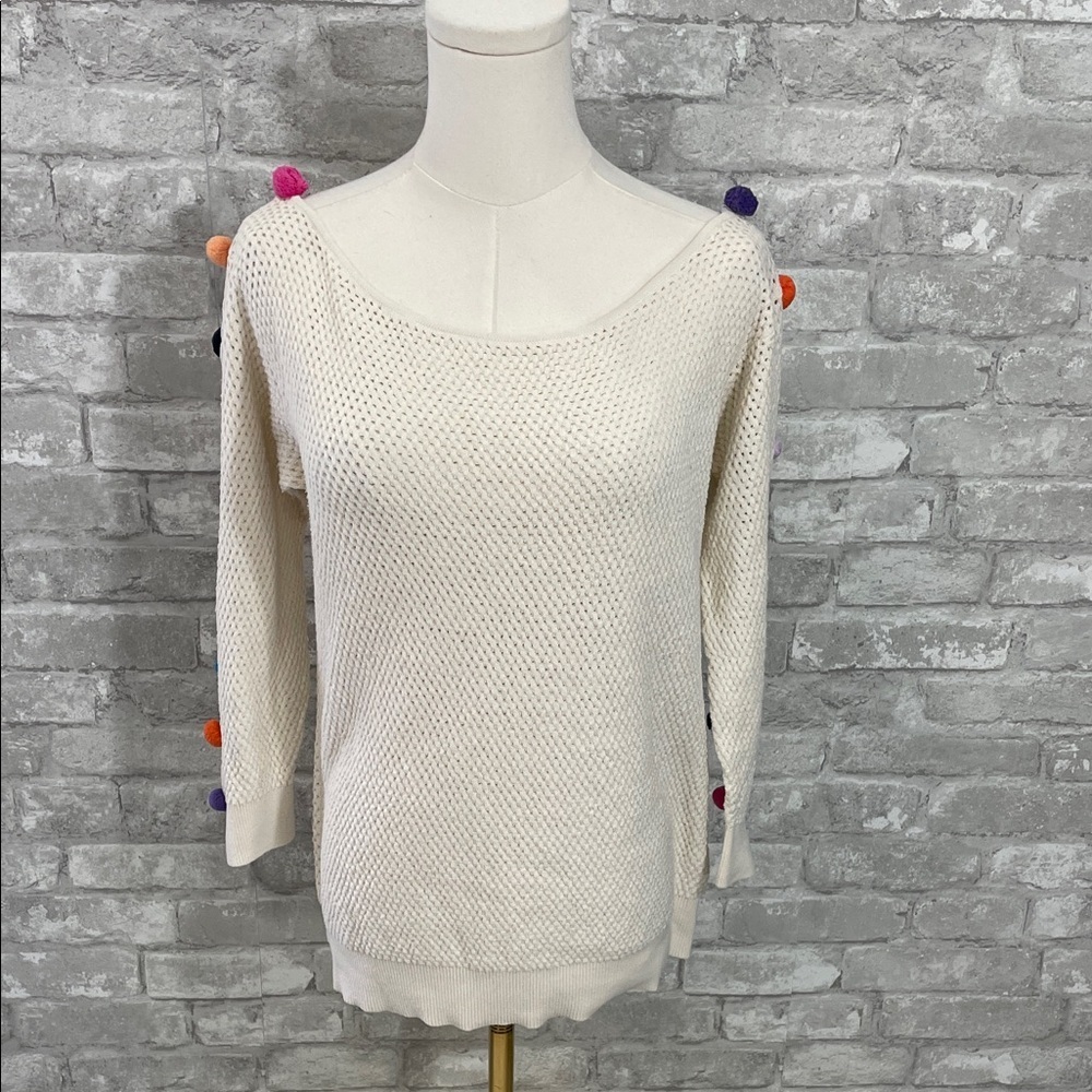 Anthropologie Cream Emilia pommed pullover sweater